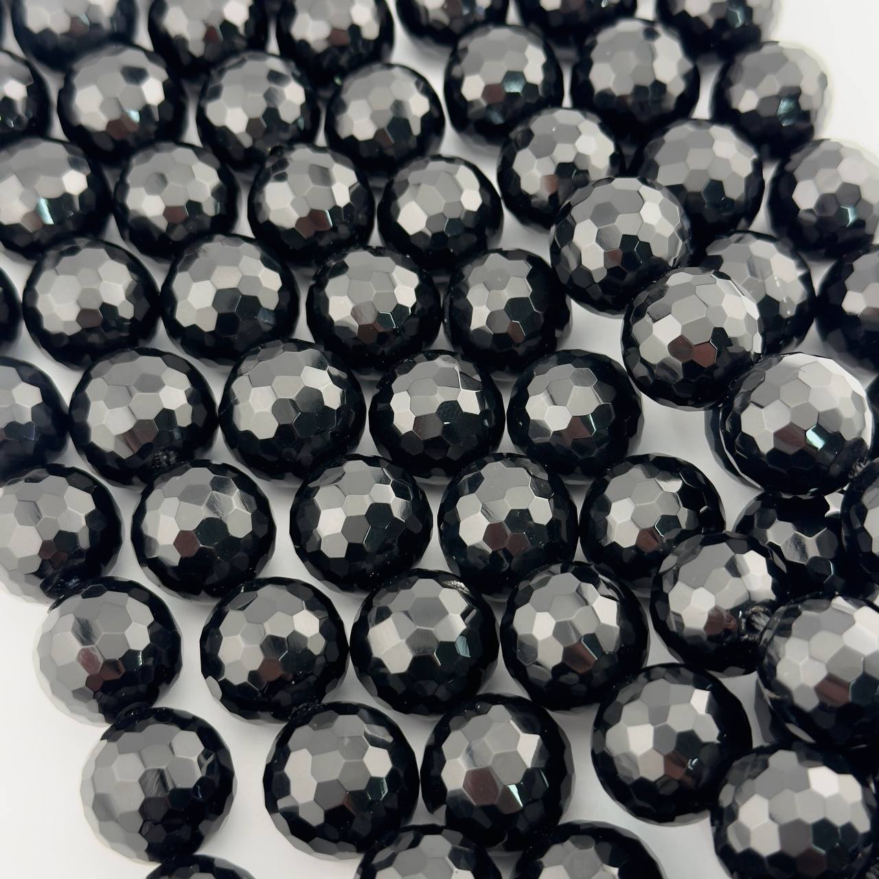 Бусины Агат черный граненый глянцевый шар 3-20мм натуральный камень