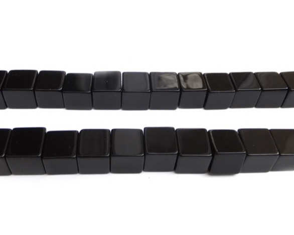 Бусины Агат черный гладкий глянцевый кубик 6мм натуральный камень