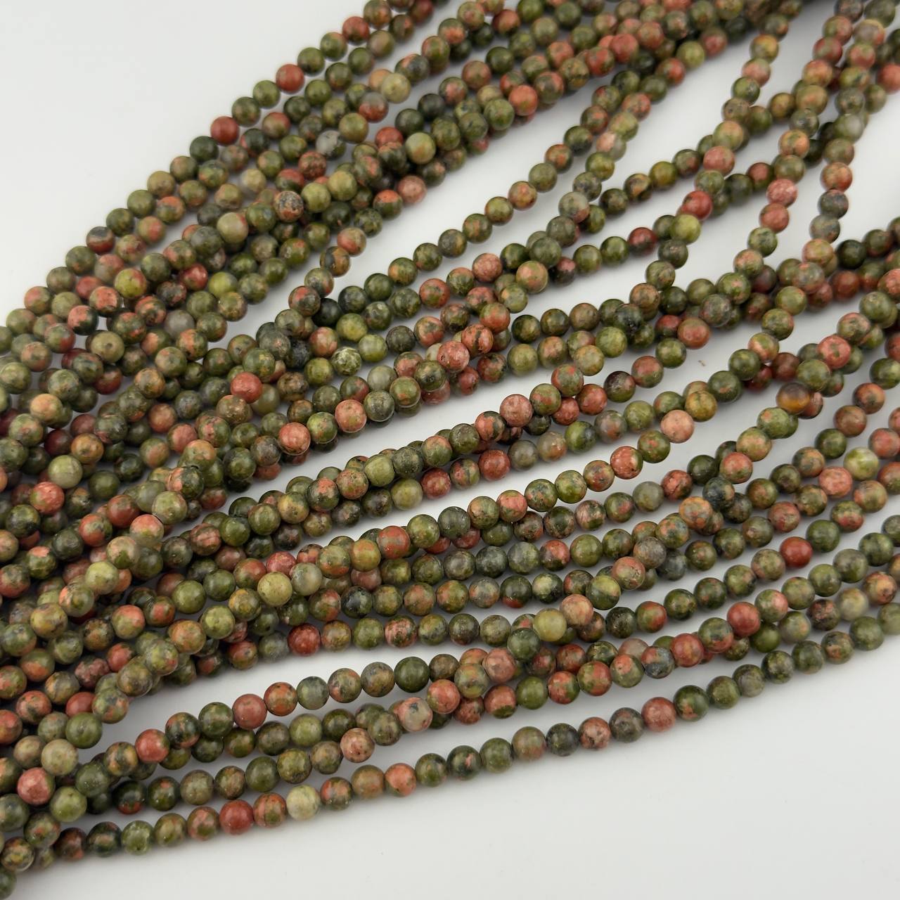 Бусины Унакит гладкий глянцевый шар 6, 8, 10мм натуральный камень