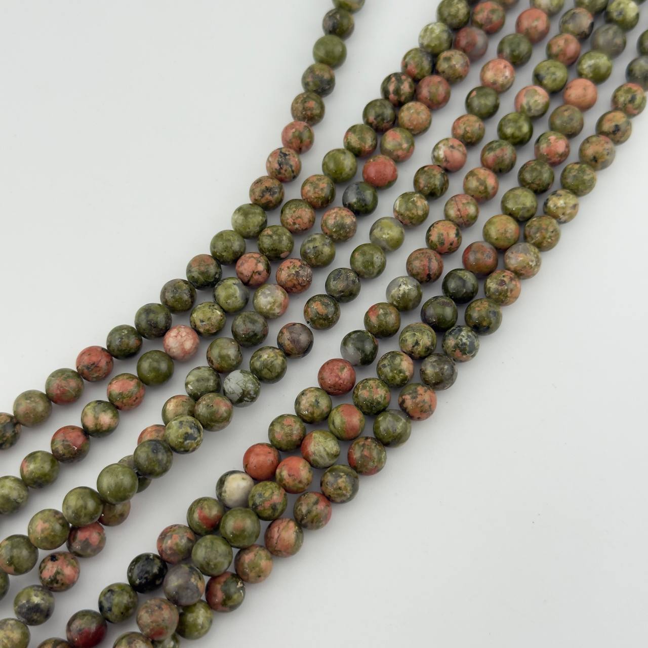 Бусины Унакит гладкий глянцевый шар 4мм 6мм 8мм 10мм 12мм натуральный камень