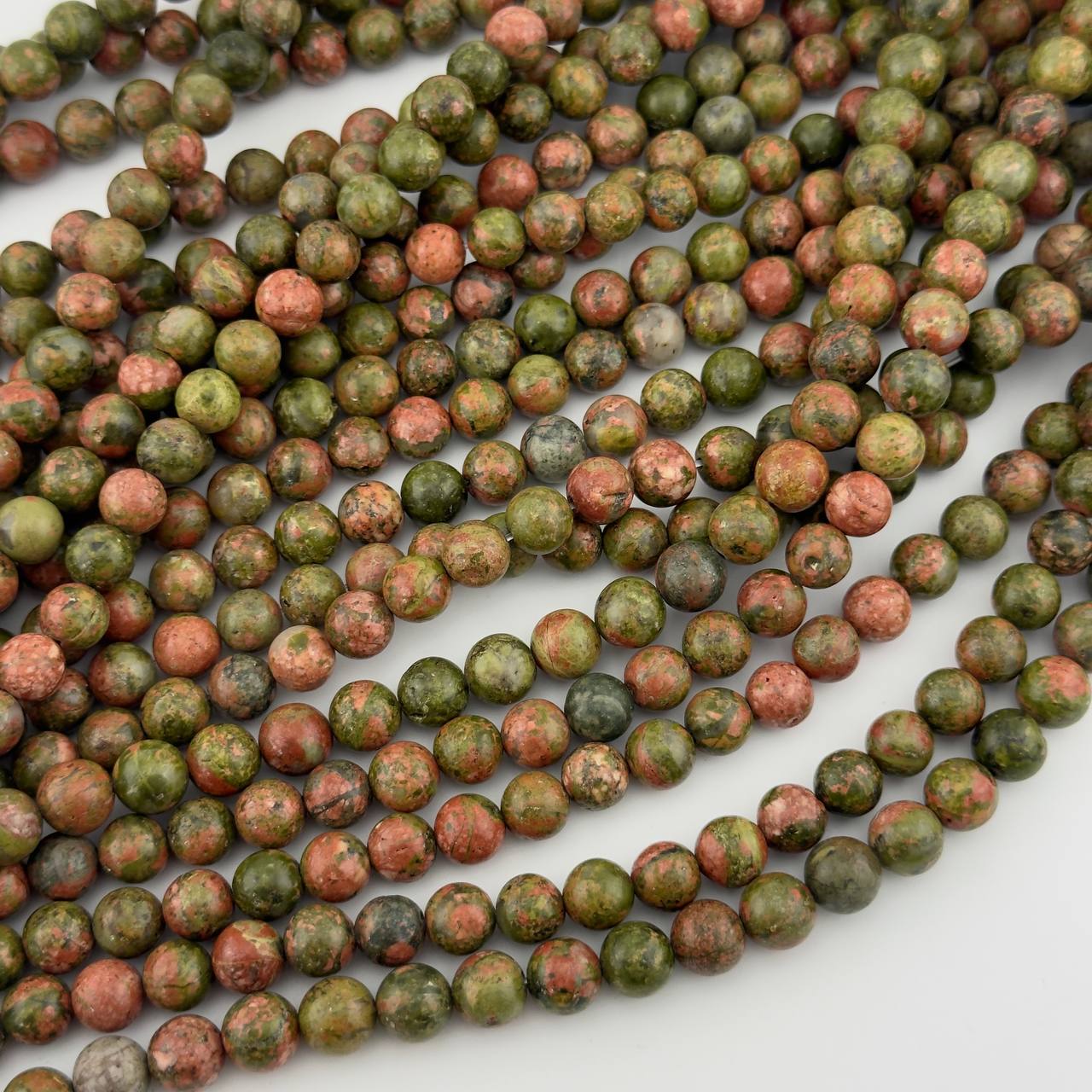 Бусины Унакит гладкий глянцевый шар 4мм 6мм 8мм 10мм 12мм натуральный камень