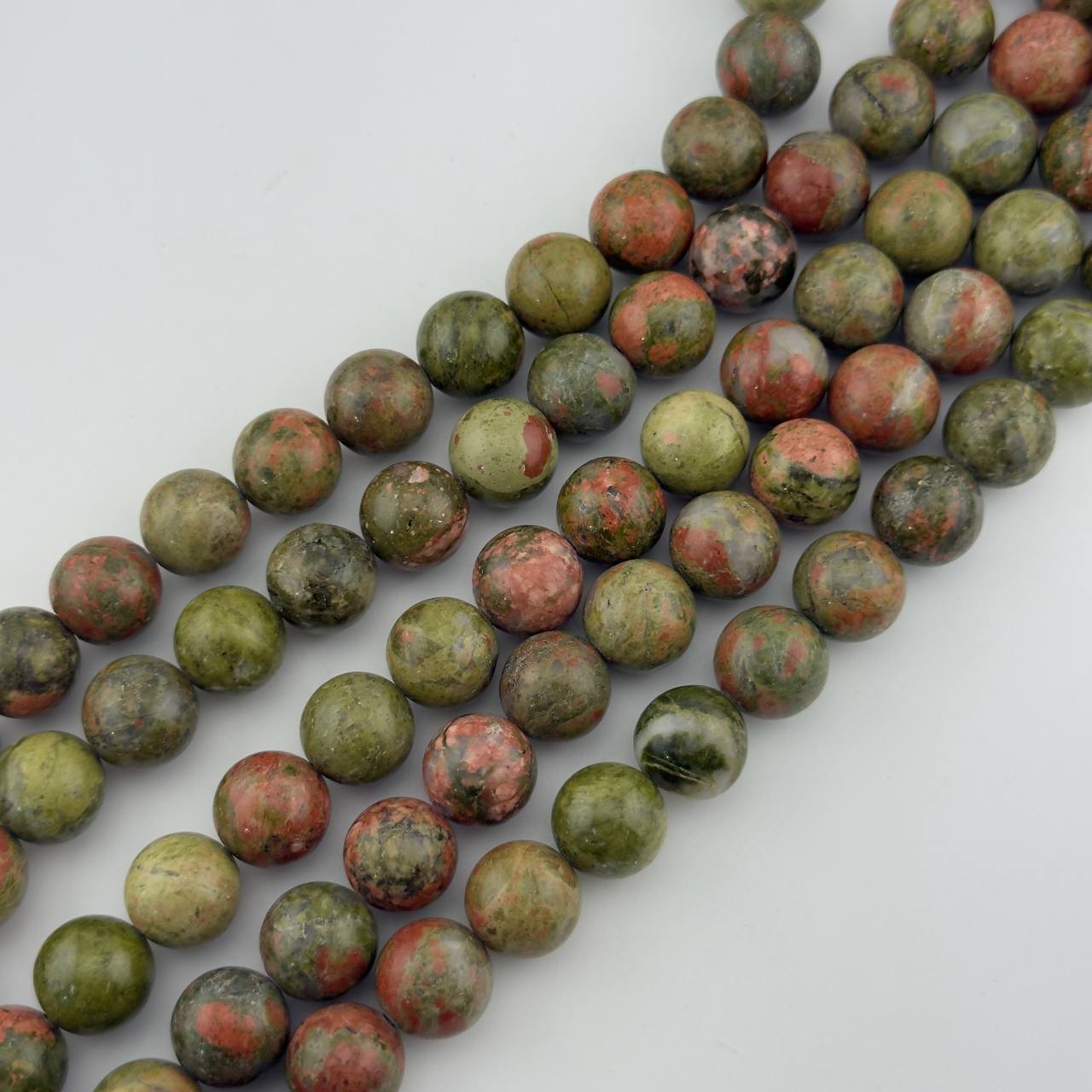Бусины Унакит гладкий глянцевый шар 4мм 6мм 8мм 10мм 12мм натуральный камень