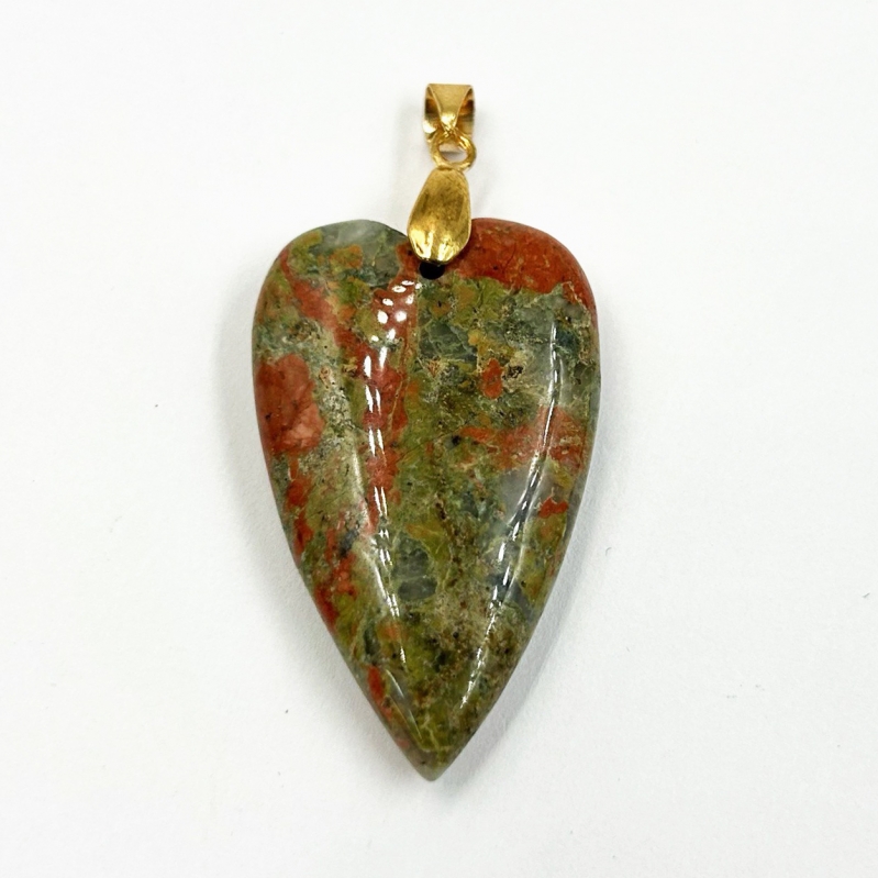 Кулон с Унакитом размер 25*39мм цвет золото