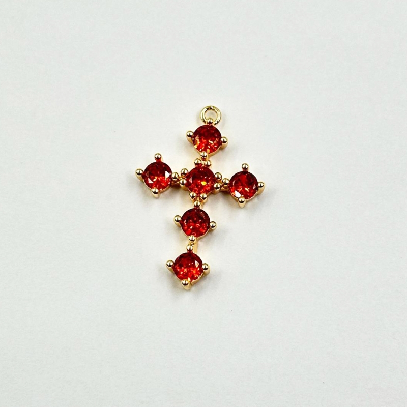 Подвеска Крестик с фианитами цвет золото 17,5*26мм