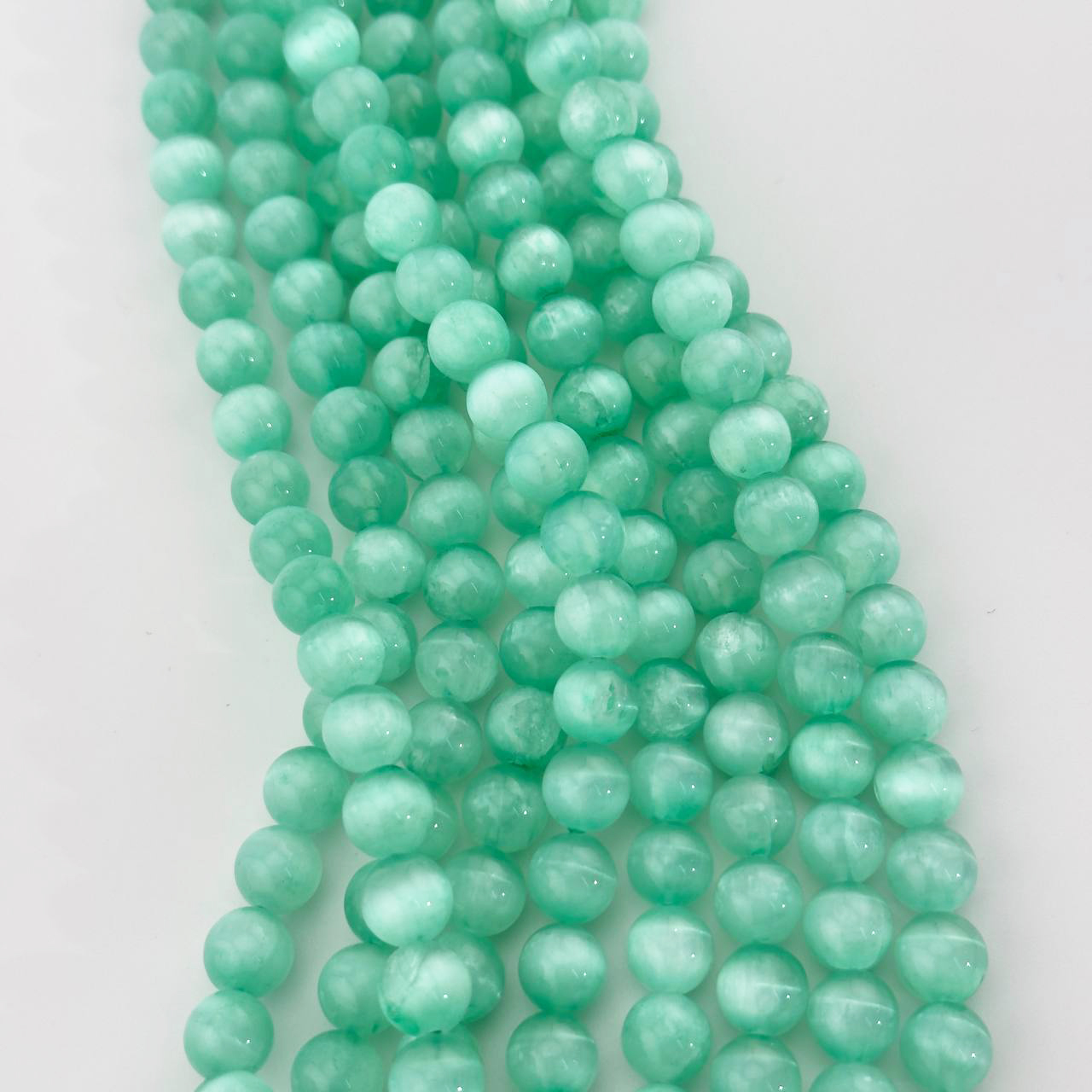 Бусины Селенит цвет зеленый размер 6мм 8мм натуральный камень