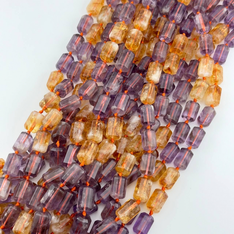 Ассорти бусин Цитрин и Аметист, размер средней бусины 10*15мм натуральный камень