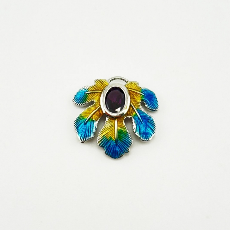 Подвеска лист размер 21мм цвет серебро