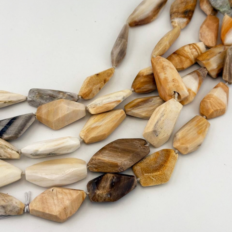 Бусины Окаменелое дерево размер 14*30,5мм натуральный природный камень