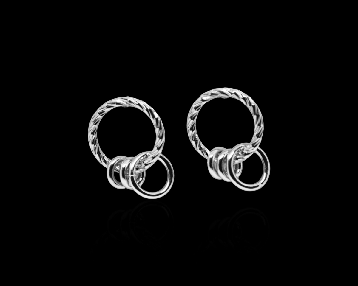 Швензы-серьги кольцо с тремя элементами; цвет серебро; 16мм