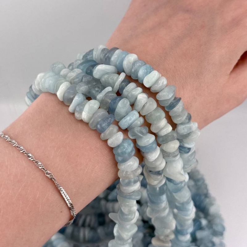 Бусины Аквамарин средний размер 12*4мм натуральный камень