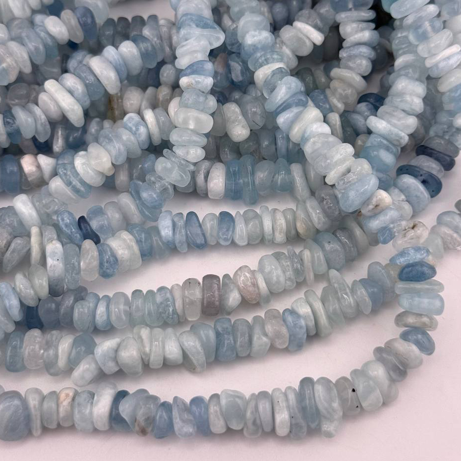 Бусины Аквамарин средний размер 12*4мм натуральный камень